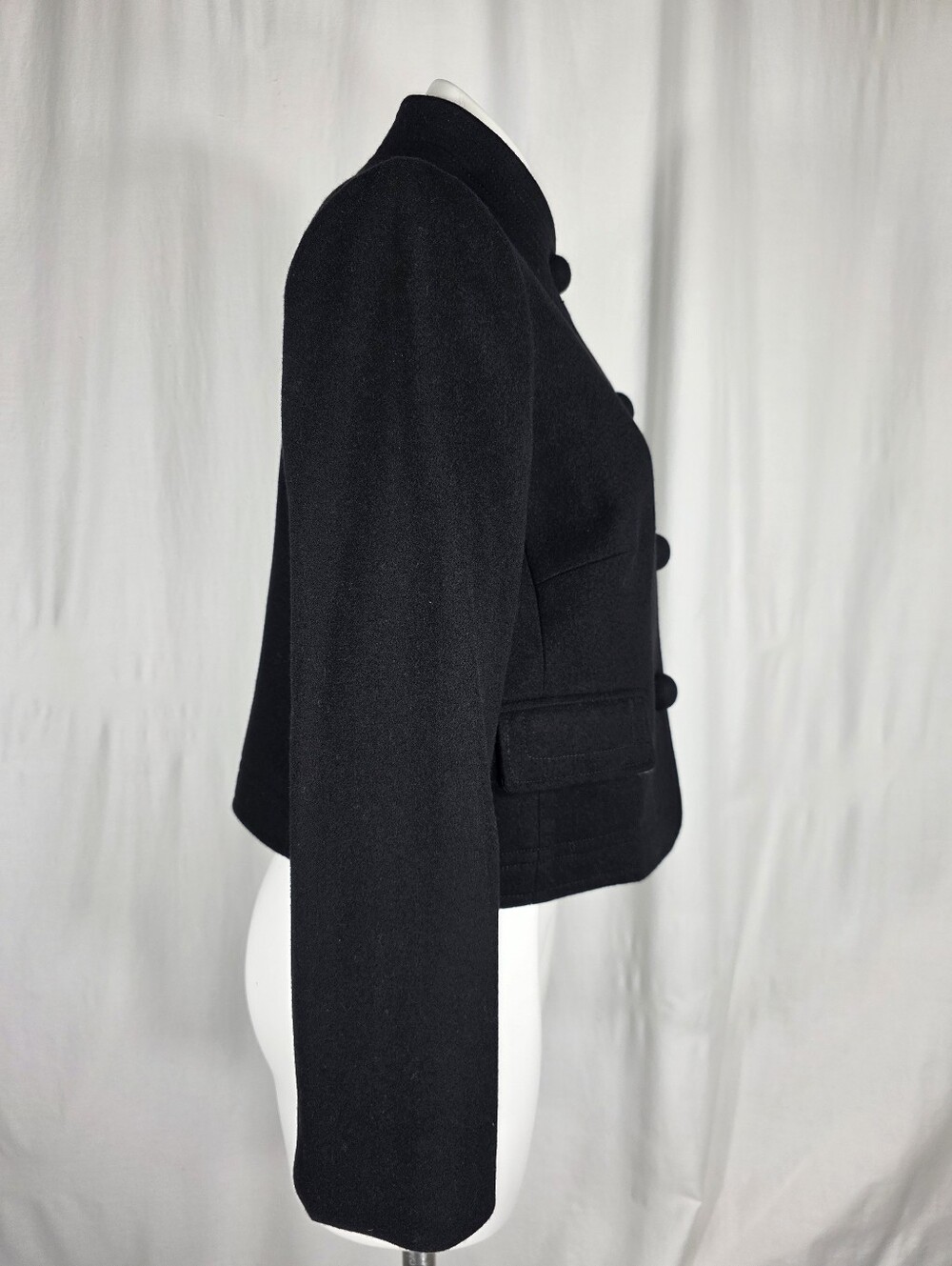 J.Crew 100% Wool Black Cropped Jacket Size 8 Quiet Luxury Old Money Classic Lux - Picture 7 of 16